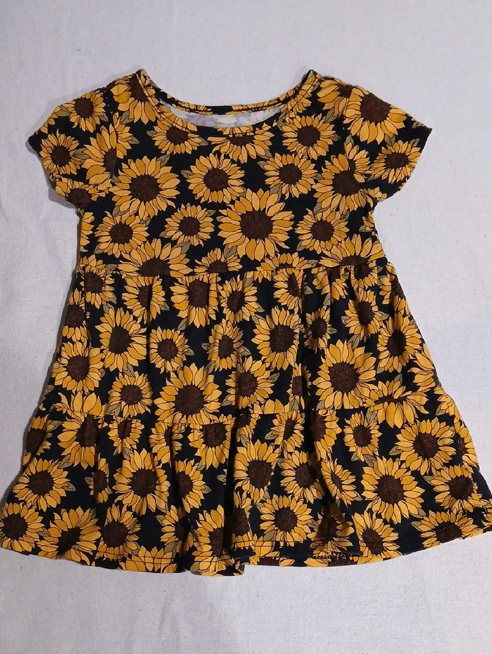 The Children's Place Black Dress with Yellow Sunflower Print - Picture 1 of 3